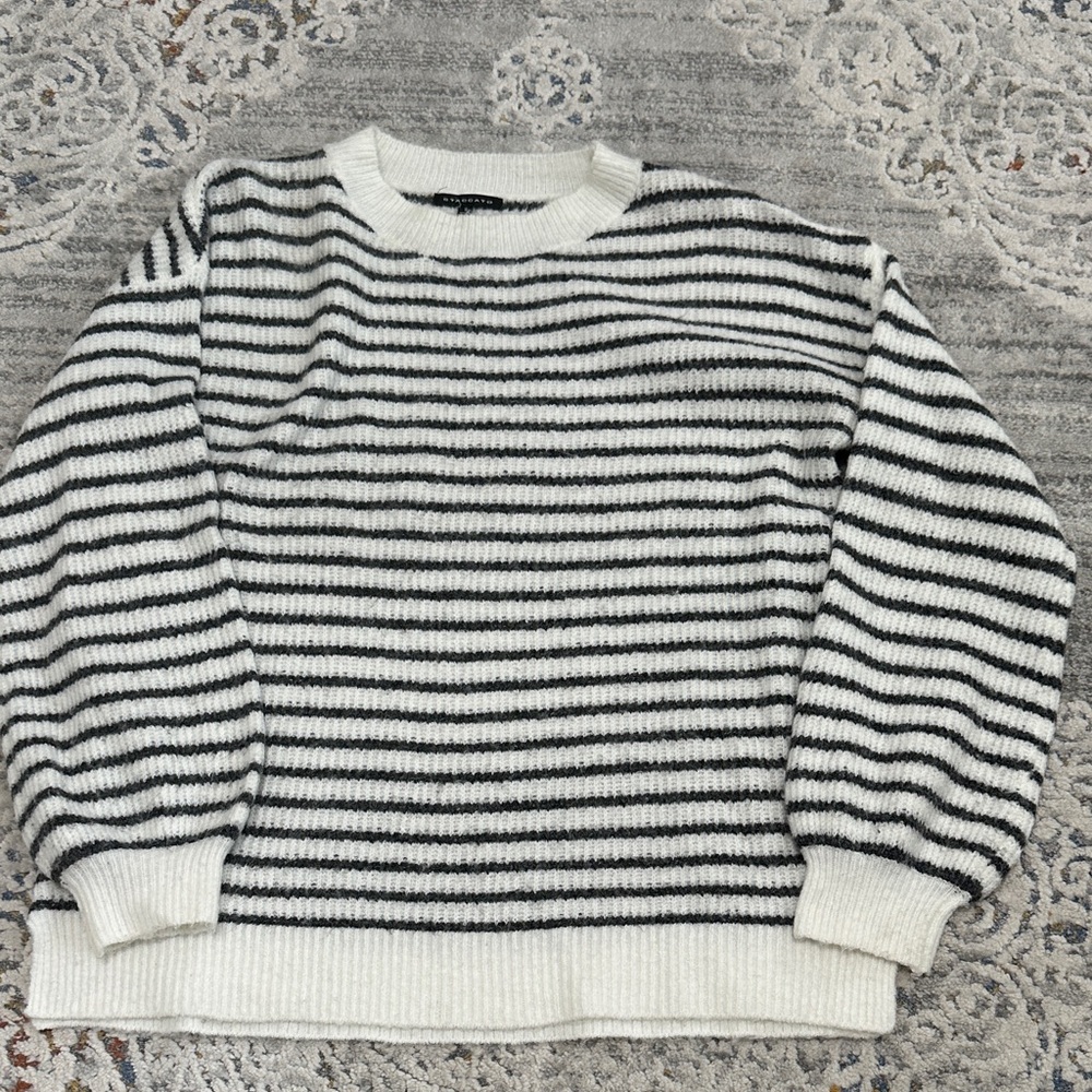Staccato Black and White Striped Crew Neck Sweater